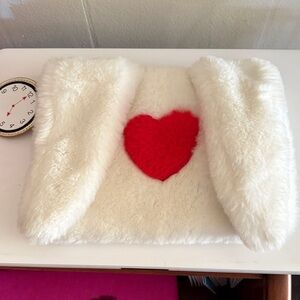 Disney White Furry clutch with Red Heart